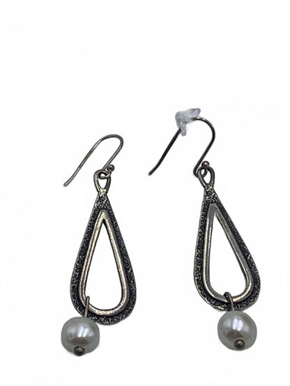Israel Sterling Silver 6.3g Natural Pearl Teardrop 3" Fine Hook Dangle Earrings