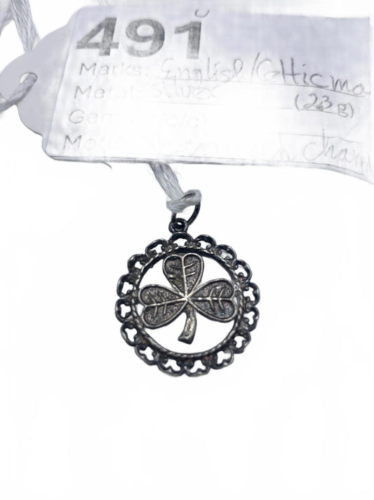 Sterling Silver Filigree Shamrock Clover Small Pendant or Charm