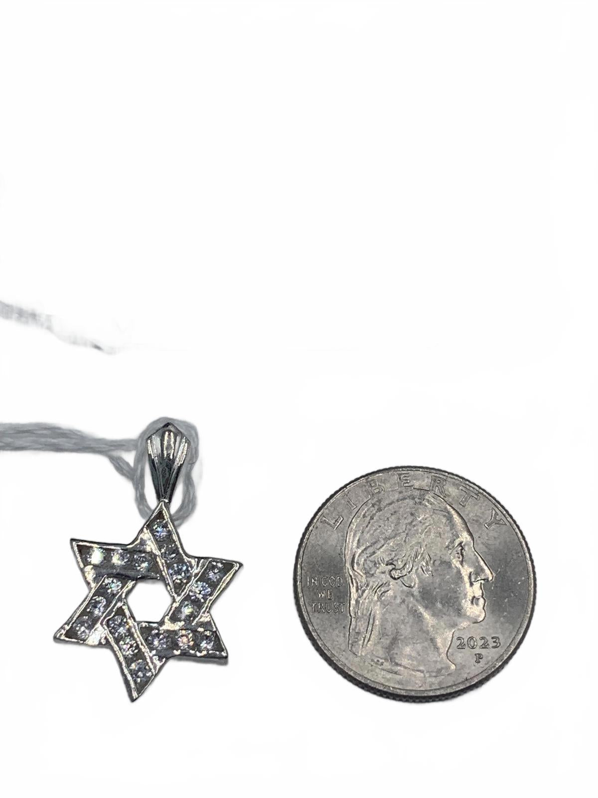 Sterling Silver & Cubic Zirconia Star of David "Life" Pendant