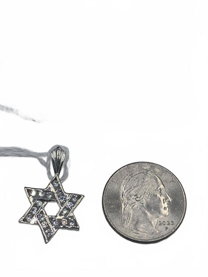 Sterling Silver & Cubic Zirconia Star of David "Life" Pendant