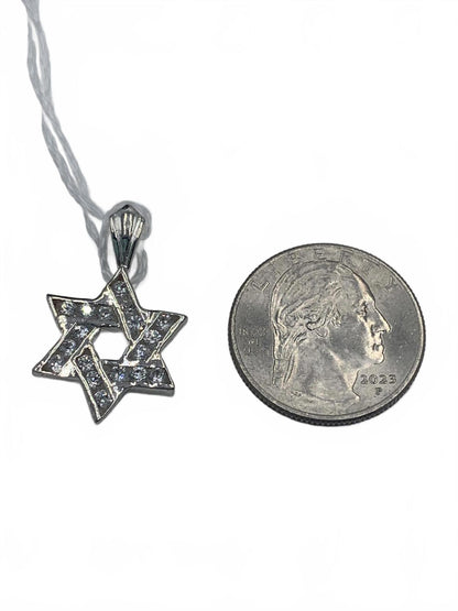 Sterling Silver & Cubic Zirconia Star of David "Life" Pendant
