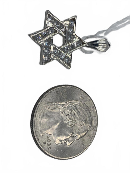 Sterling Silver & Cubic Zirconia Star of David "Life" Pendant