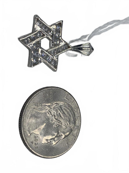 Sterling Silver & Cubic Zirconia Star of David "Life" Pendant