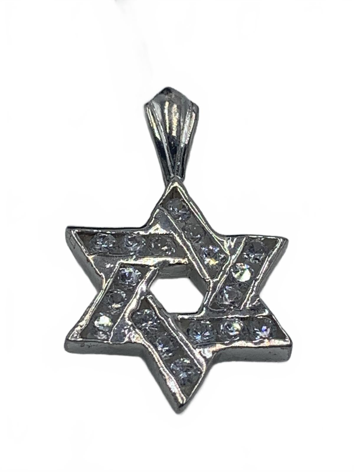 Sterling Silver & Cubic Zirconia Star of David "Life" Pendant