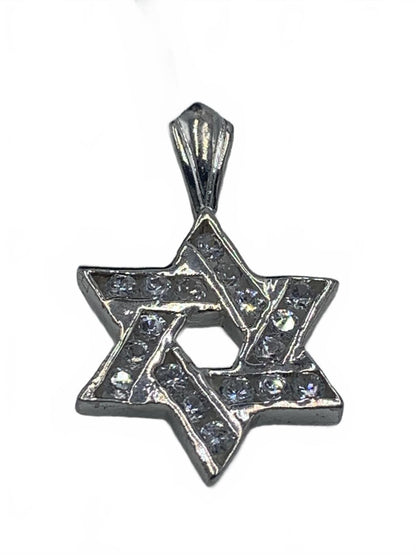 Sterling Silver & Cubic Zirconia Star of David "Life" Pendant