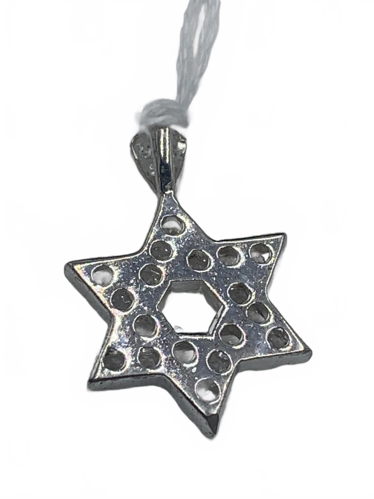 Sterling Silver & Cubic Zirconia Star of David "Life" Pendant