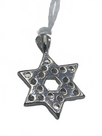 Sterling Silver & Cubic Zirconia Star of David "Life" Pendant