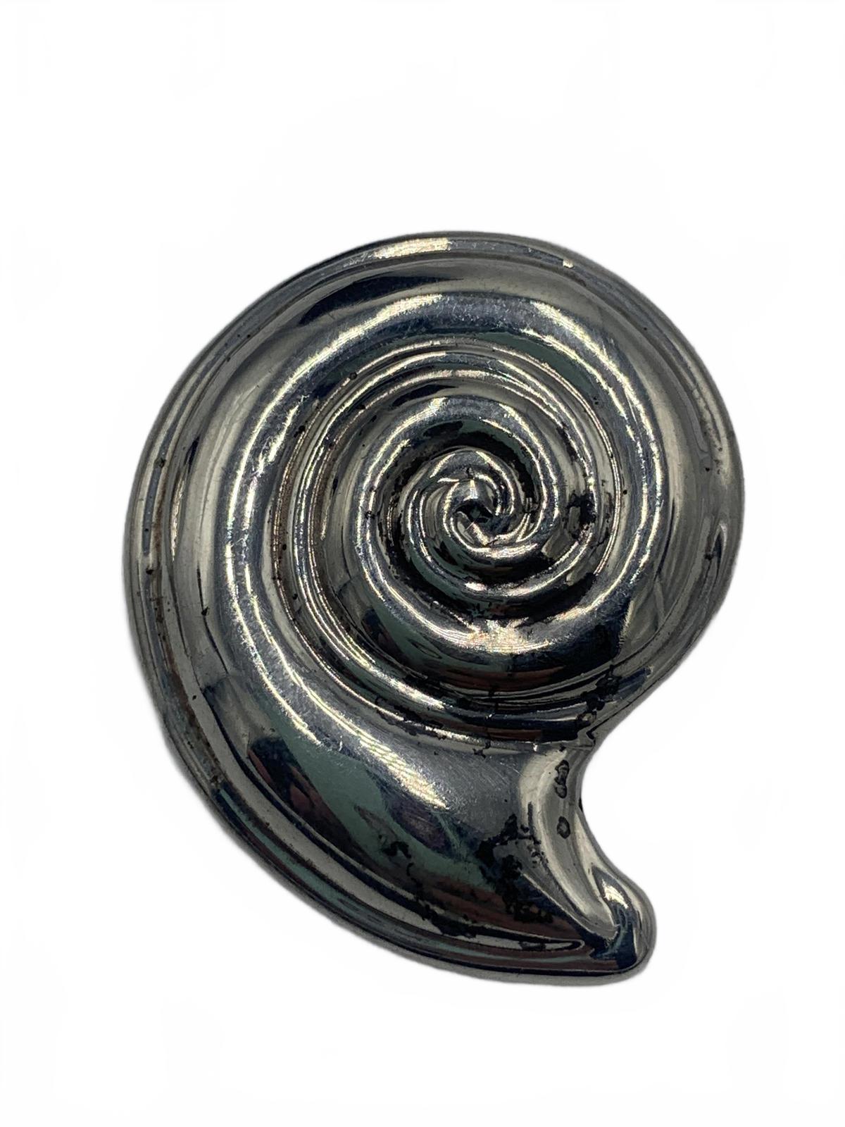 Large Sterling Silver Nautilus Motif Clip-On Earrings