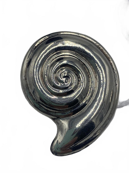 Large Sterling Silver Nautilus Motif Clip-On Earrings