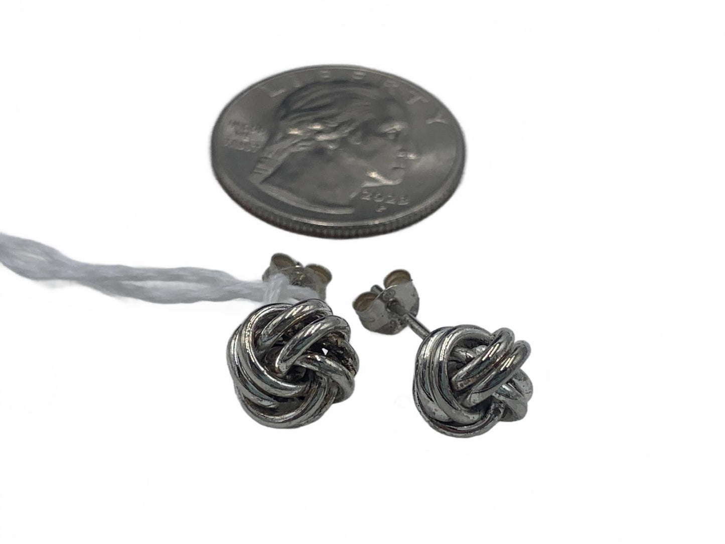 Double Knot-motif Sterling Silver Post/Stud Earrings