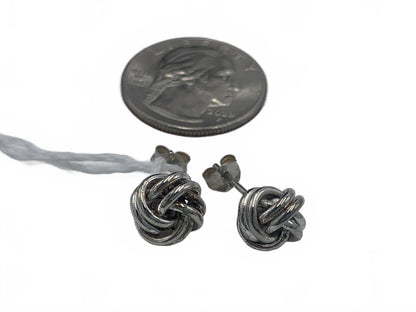 Double Knot-motif Sterling Silver Post/Stud Earrings