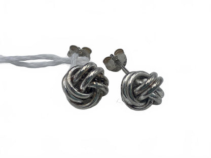 Double Knot-motif Sterling Silver Post/Stud Earrings