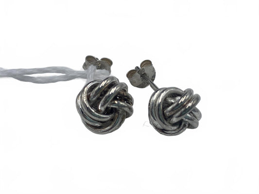 Double Knot-motif Sterling Silver Post/Stud Earrings