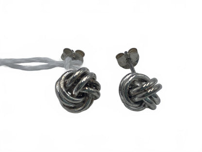 Double Knot-motif Sterling Silver Post/Stud Earrings