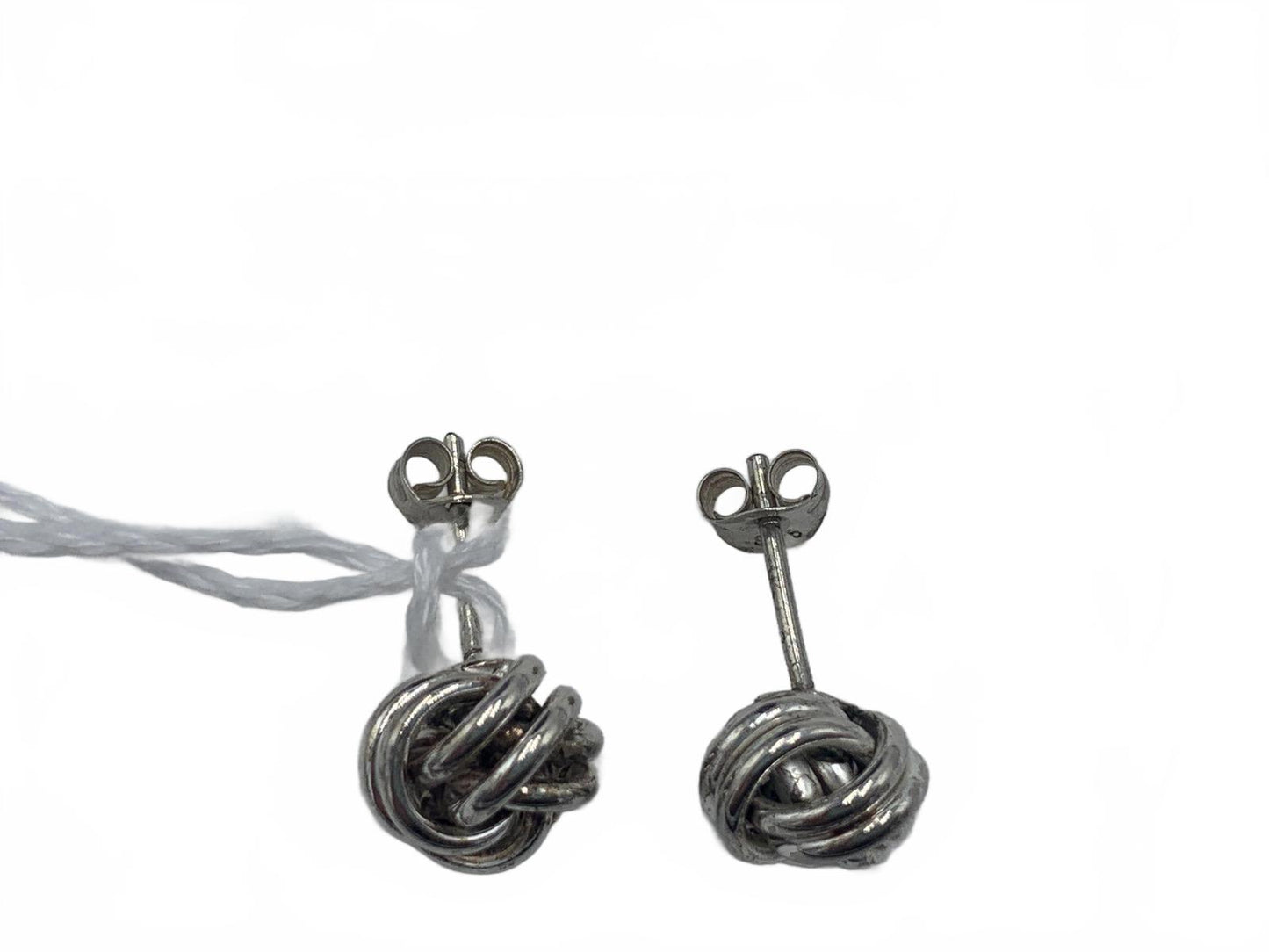 Double Knot-motif Sterling Silver Post/Stud Earrings