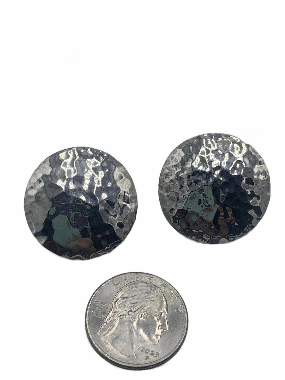 Hammered "Cymbals" Post Earrings in Sterling Silver