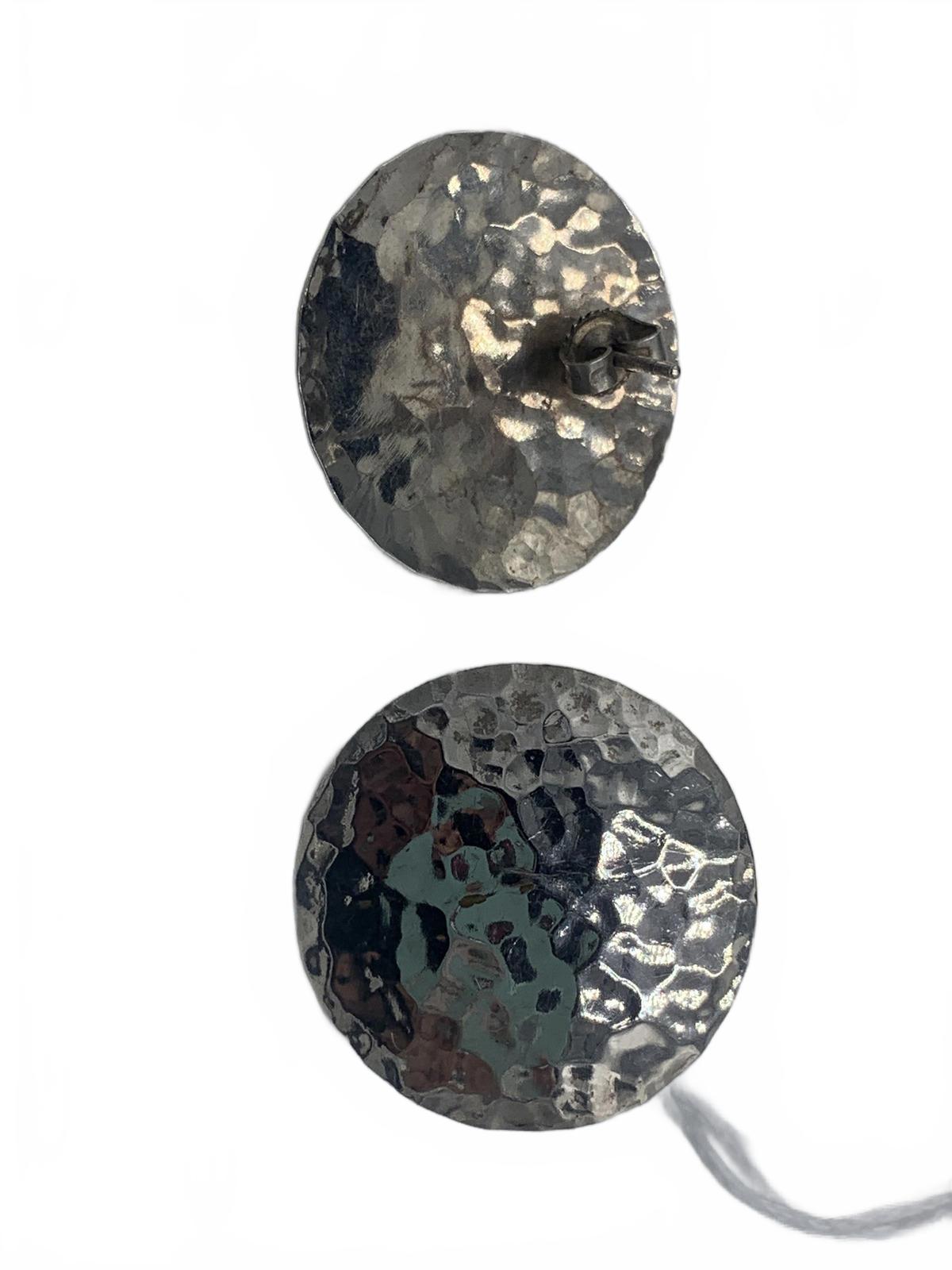 Hammered "Cymbals" Post Earrings in Sterling Silver