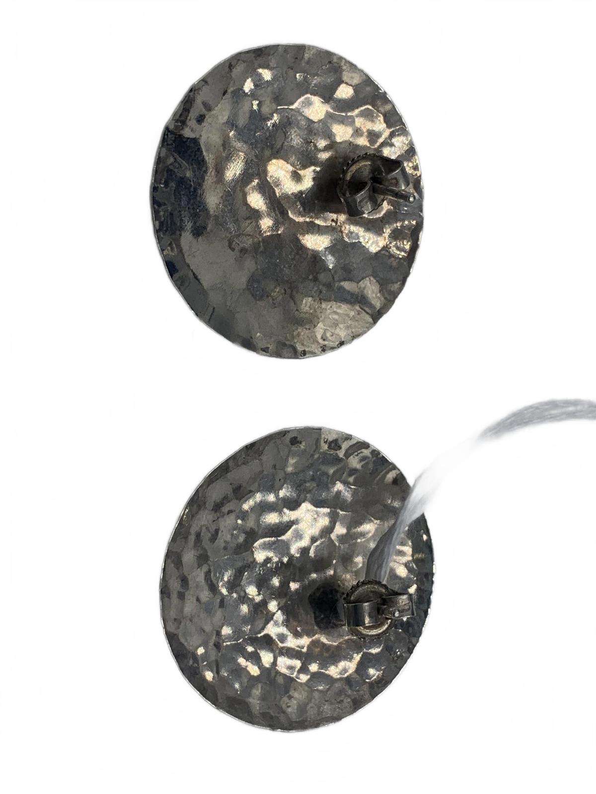 Hammered "Cymbals" Post Earrings in Sterling Silver