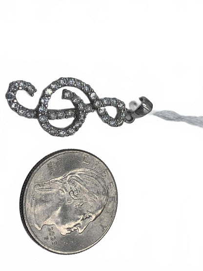 Sterling Silver & Cubic Zirconia Treble-Clef Music Motif Pendant