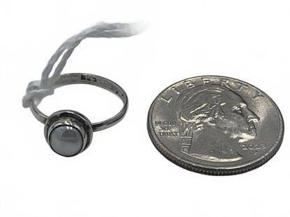 Bezel-Set Light Blue Pearl Ring in Sterling Silver