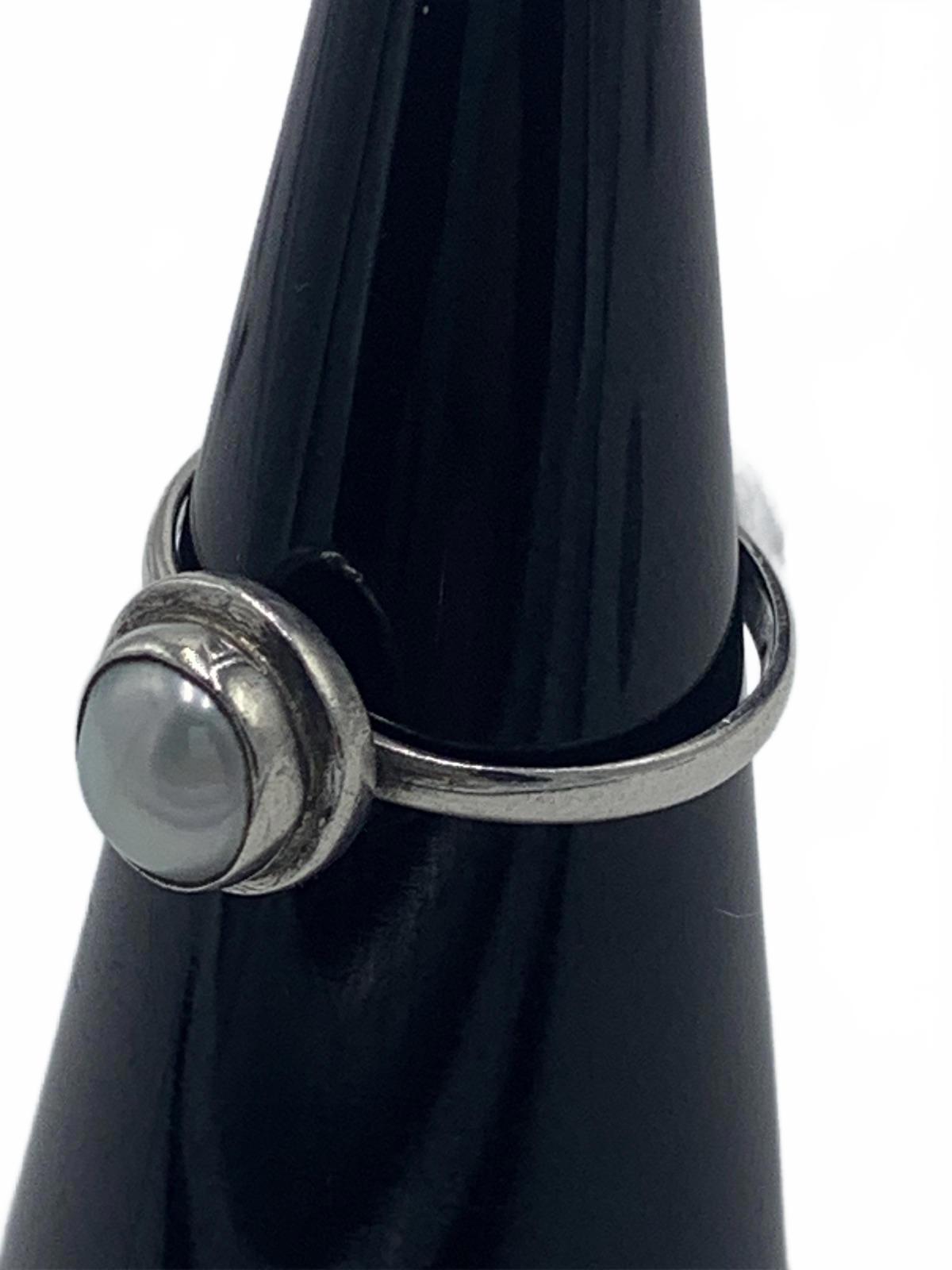 Bezel-Set Light Blue Pearl Ring in Sterling Silver