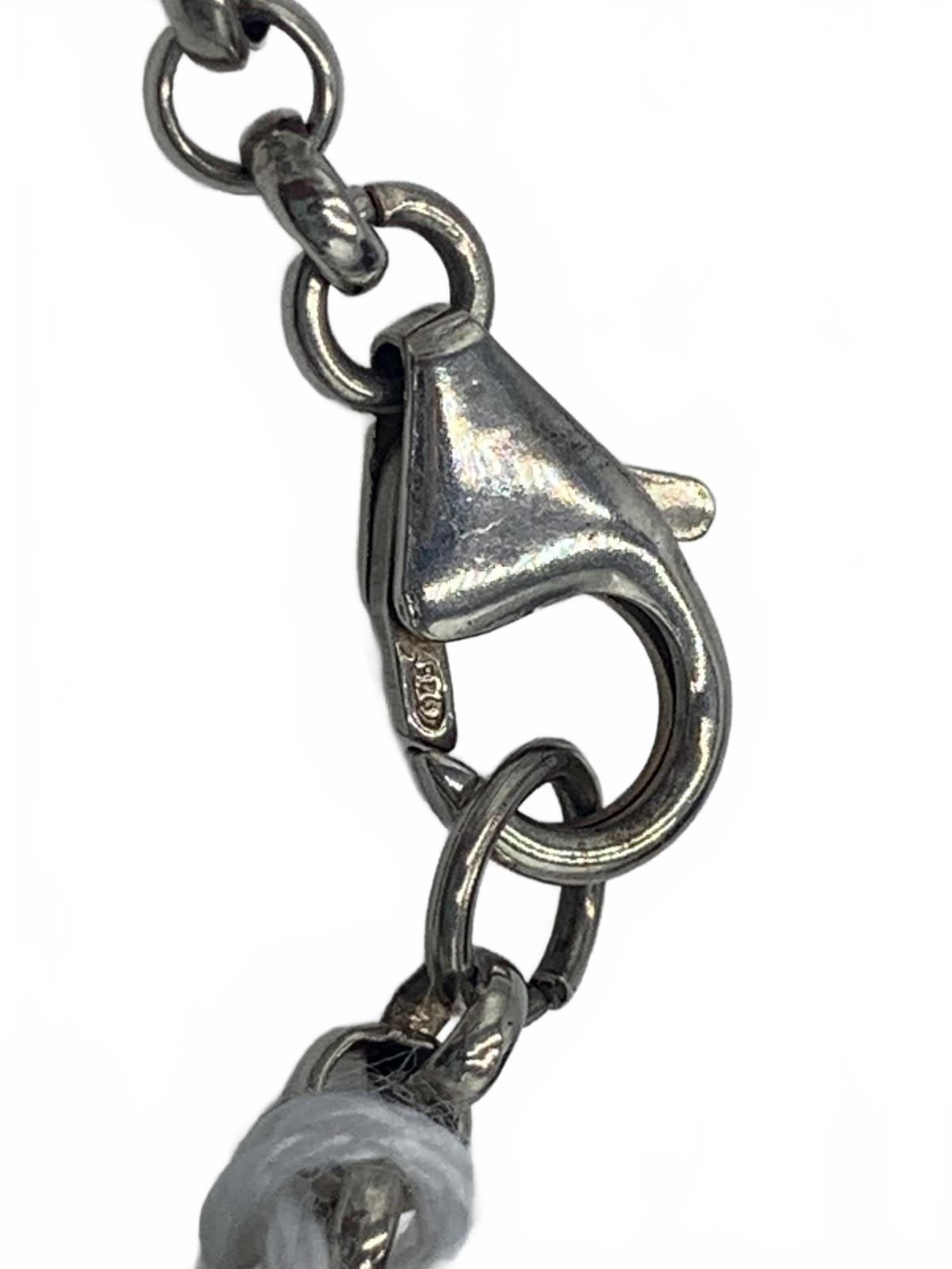 925 Sterling Silver 7g Woodgrain Resin Station Set Chain 7.75" Fine Bracelet