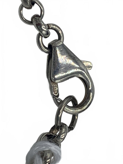 925 Sterling Silver 7g Woodgrain Resin Station Set Chain 7.75" Fine Bracelet