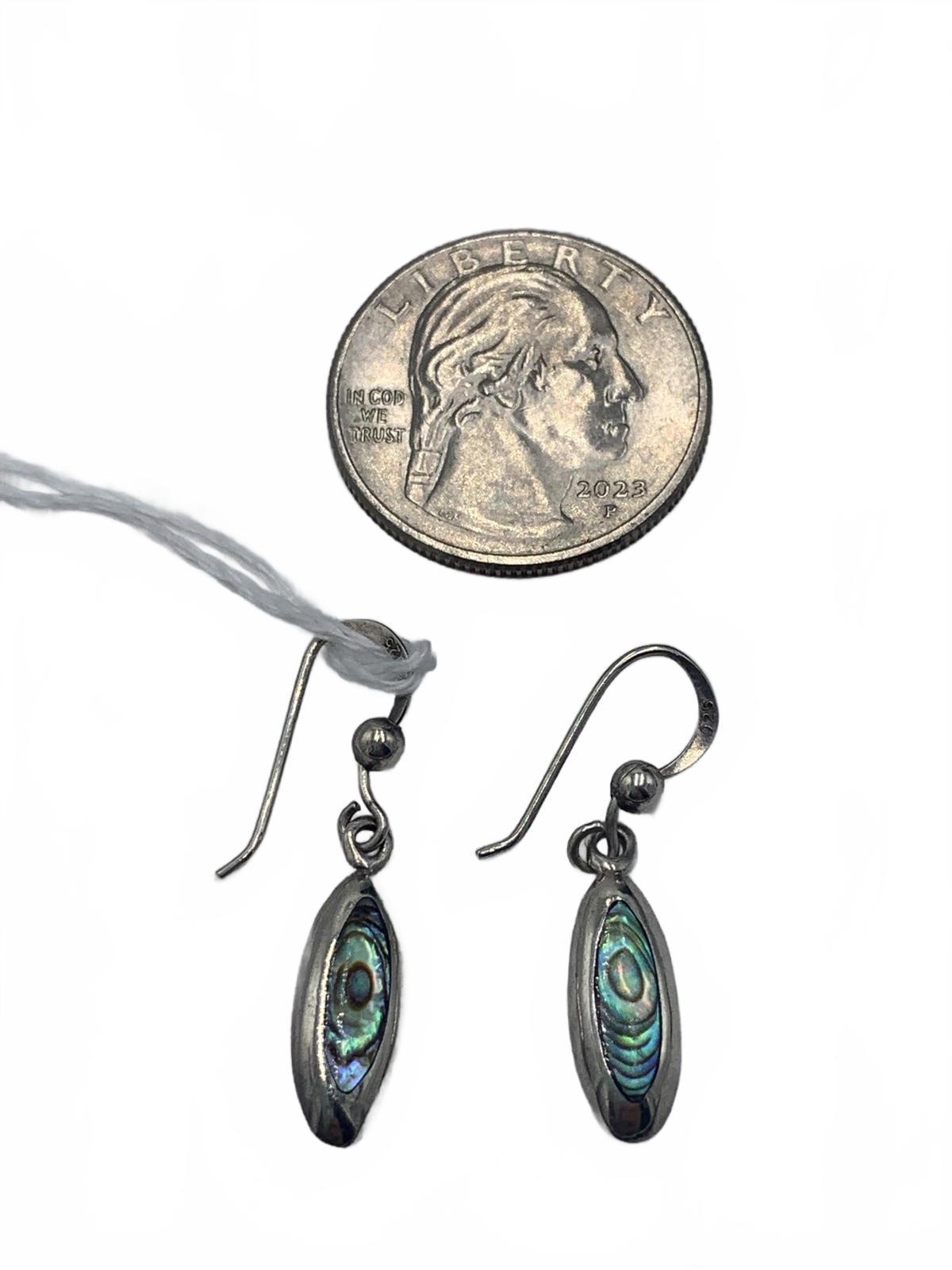 Eastern Eye-motif earrings in Sterling Silver Inlaid with Abalone Shell