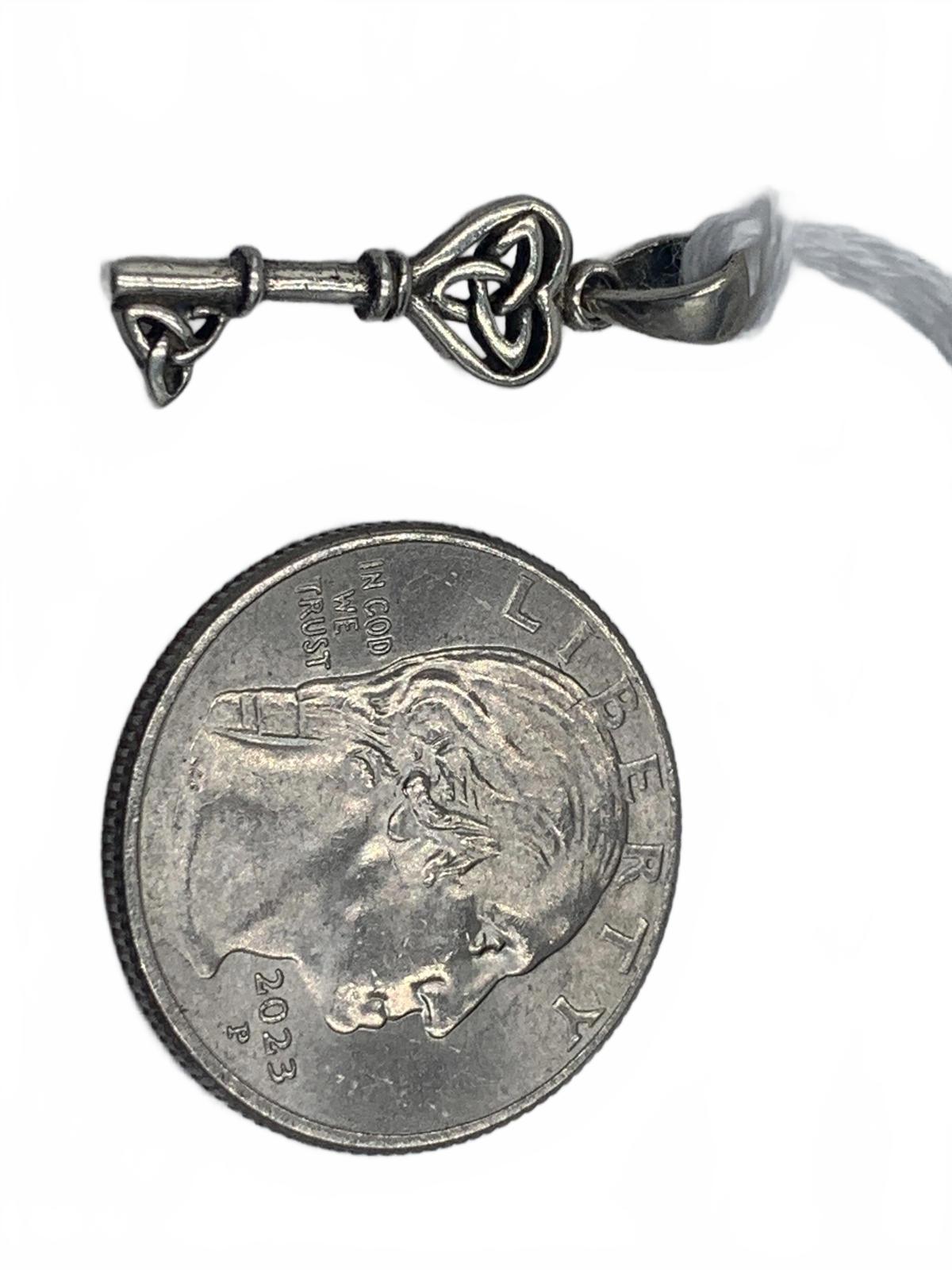 Sterling Silver Celtic-Knot Motif Small Key Charm or Pendant