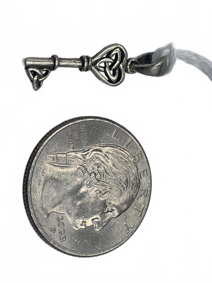 Sterling Silver Celtic-Knot Motif Small Key Charm or Pendant