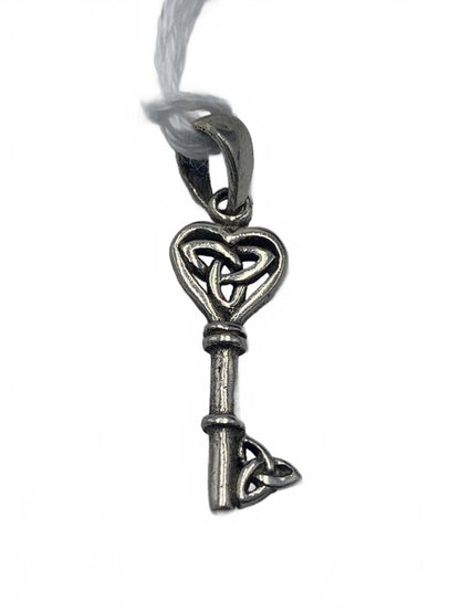 Sterling Silver Celtic-Knot Motif Small Key Charm or Pendant