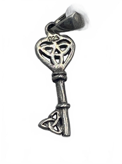 Sterling Silver Celtic-Knot Motif Small Key Charm or Pendant