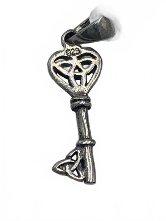 Sterling Silver Celtic-Knot Motif Small Key Charm or Pendant