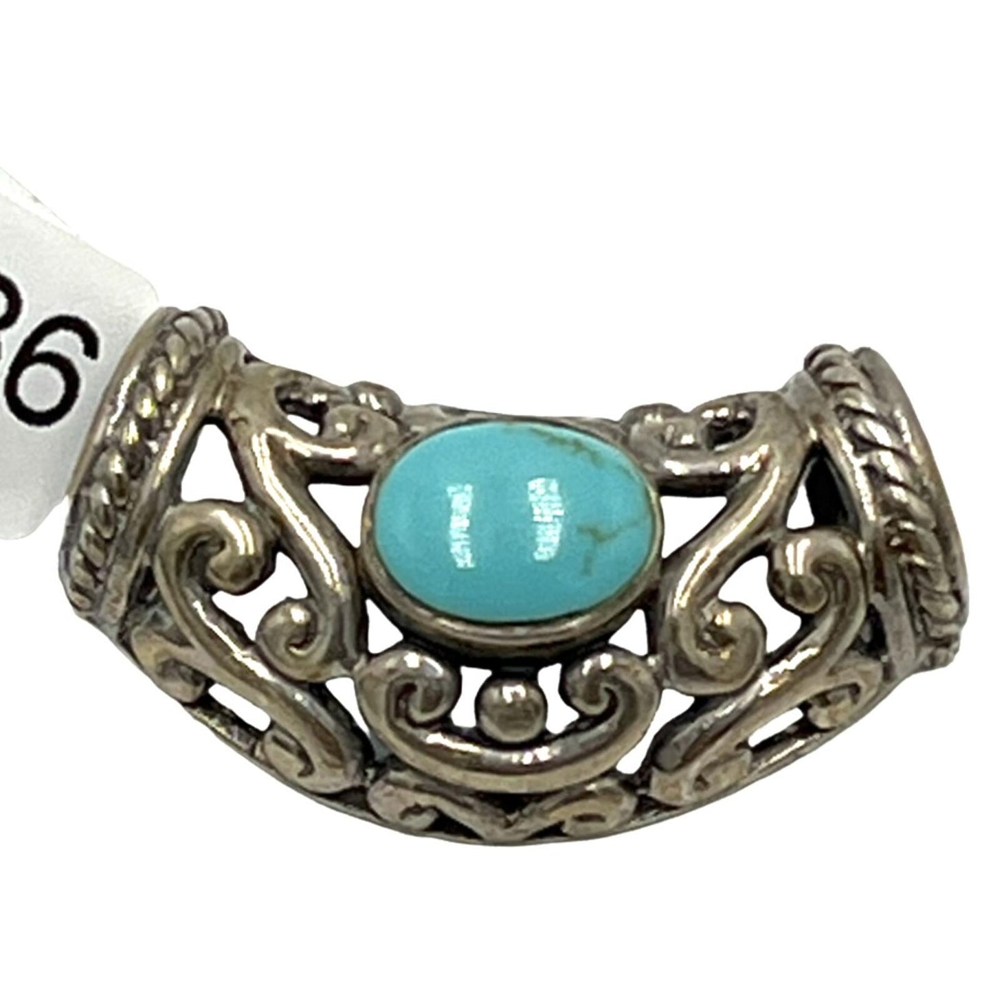SX Sally C Sterling Filigree Turquoise Necklace Pendant