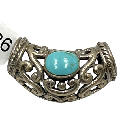 SX Sally C Sterling Filigree Turquoise Necklace Pendant