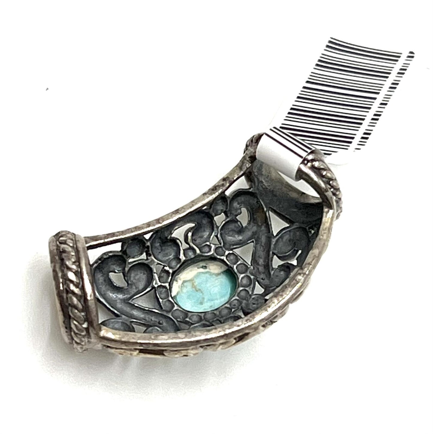 SX Sally C Sterling Filigree Turquoise Necklace Pendant