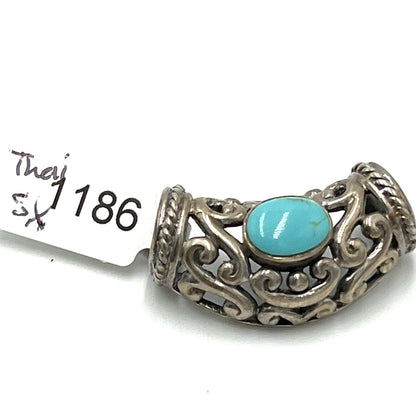 SX Sally C Sterling Filigree Turquoise Necklace Pendant