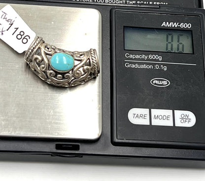SX Sally C Sterling Filigree Turquoise Necklace Pendant