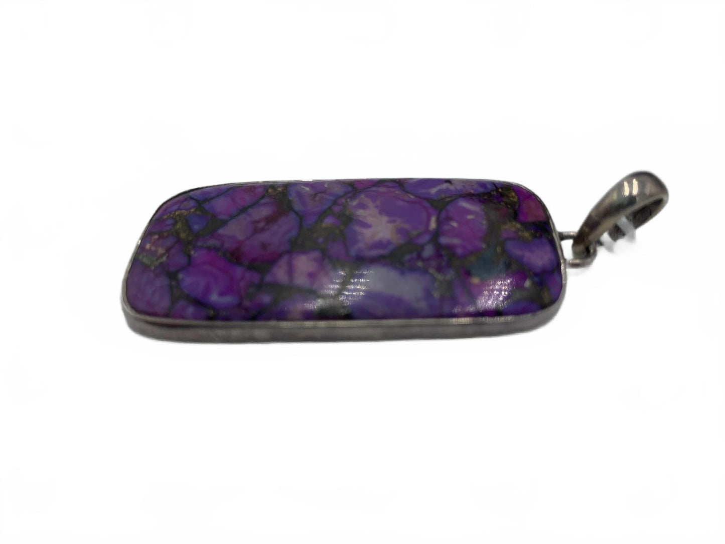 925 IN Sterling Silver 12.6g Purple Mojave Turquoise Panel 3" Fine Pendant