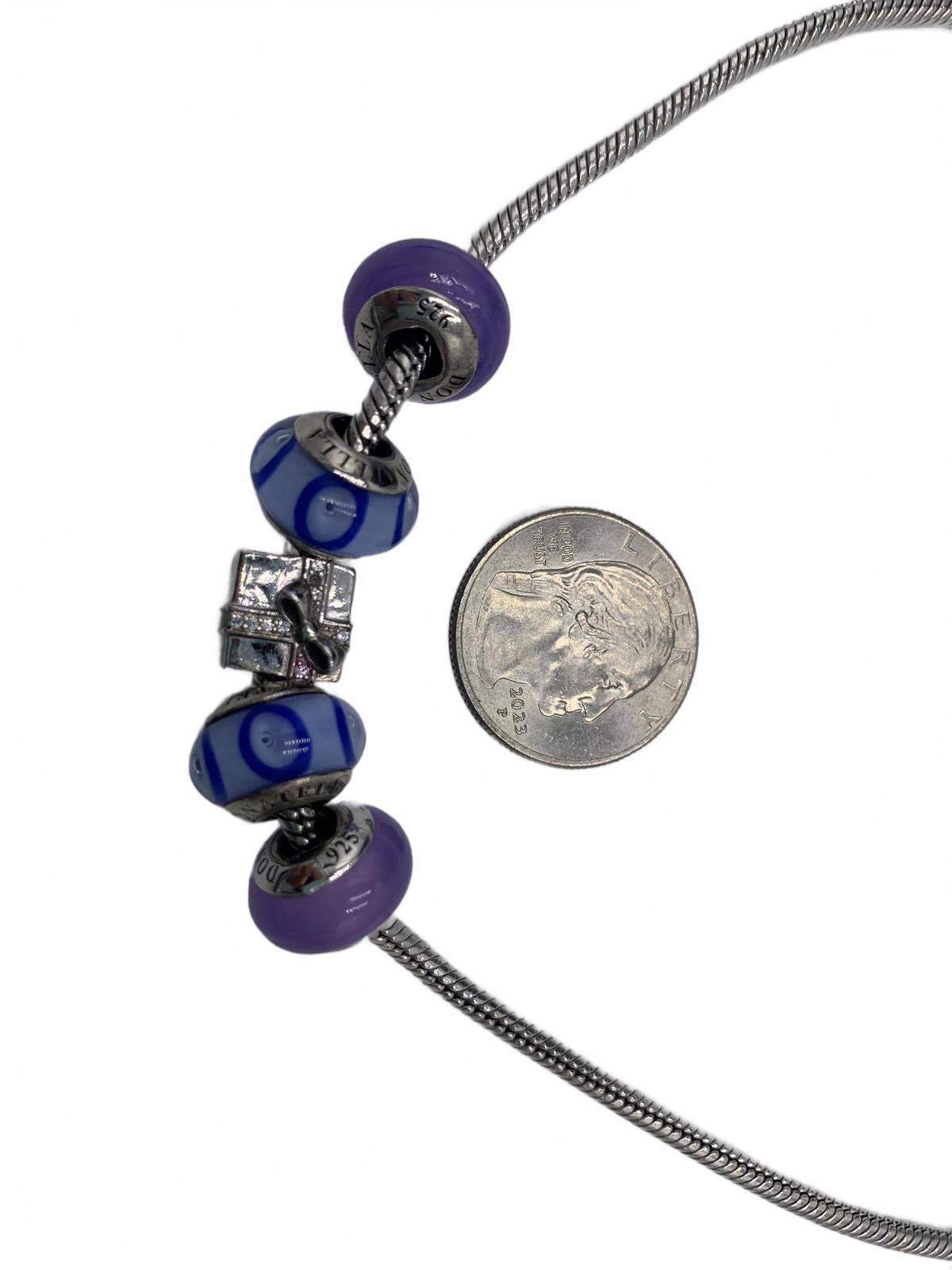 Donatella Sterling Silver Necklace with Glass and Silver Charms