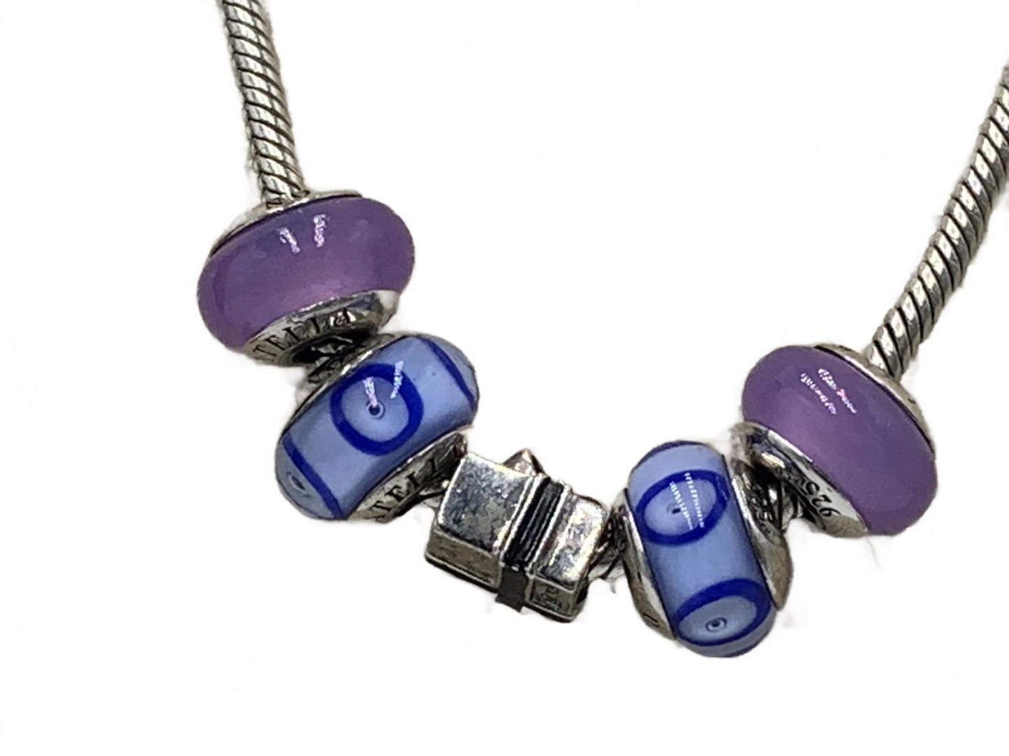 Donatella Sterling Silver Necklace with Glass and Silver Charms