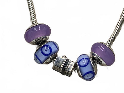 Donatella Sterling Silver Necklace with Glass and Silver Charms