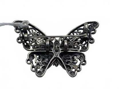 CFJ Collins Sterling Silver Garnet & Marcasite Butterfly Brooch/Enhancer