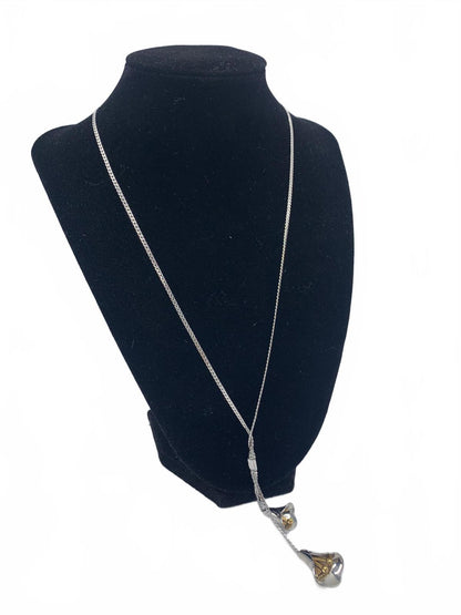 Avon Silvertone 11g Floral/Lily 22" Articulated Lily Chime CJ Necklace