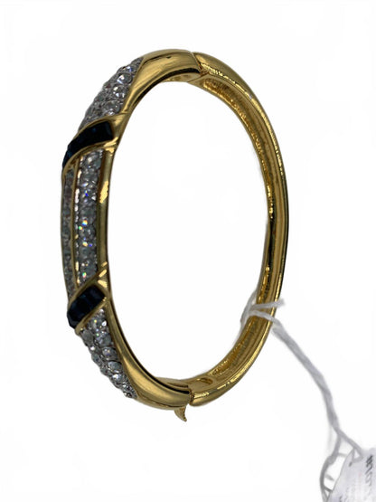 Nolan Miller Goldtone Black & White Rhinestone Art Deco/Abstract Clamp Bracelet