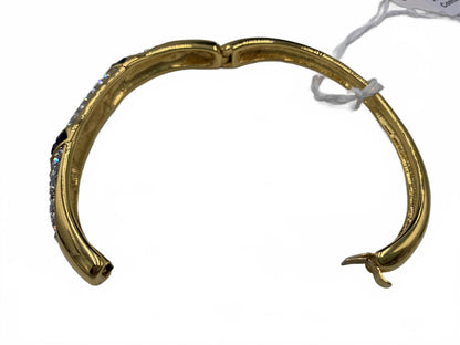 Nolan Miller Goldtone Black & White Rhinestone Art Deco/Abstract Clamp Bracelet