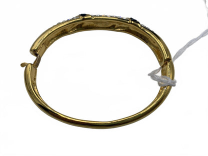 Nolan Miller Goldtone Black & White Rhinestone Art Deco/Abstract Clamp Bracelet