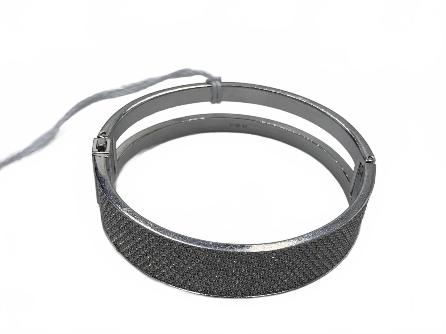 Swarovski Silvertone Crystal Pave 6.75" Intervalle bangle hinged CJ Bracelet