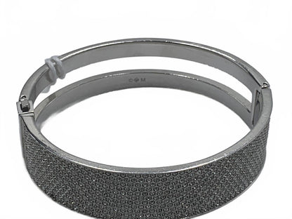 Swarovski Silvertone Crystal Pave 6.75" Intervalle bangle hinged CJ Bracelet