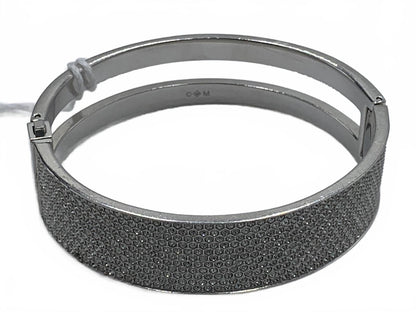 Swarovski Silvertone Crystal Pave 6.75" Intervalle bangle hinged CJ Bracelet